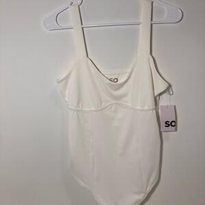 SO New White Bodysuit Large